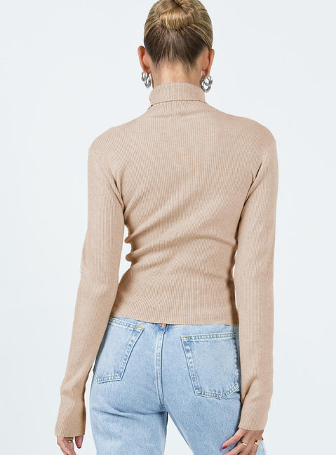 product Princess Polly Full Sleeves Square Neck  Nouri Long Sleeve Top Beige