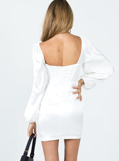 back view of model wearing Princess Polly Shirley Mini Dress White 