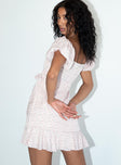 back view of model wearing Princess Polly Annie Mini Dress Pink 