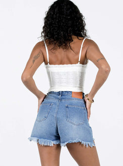 Kalynda Denim Shorts Mid Wash Blue Princess Polly mid-rise 