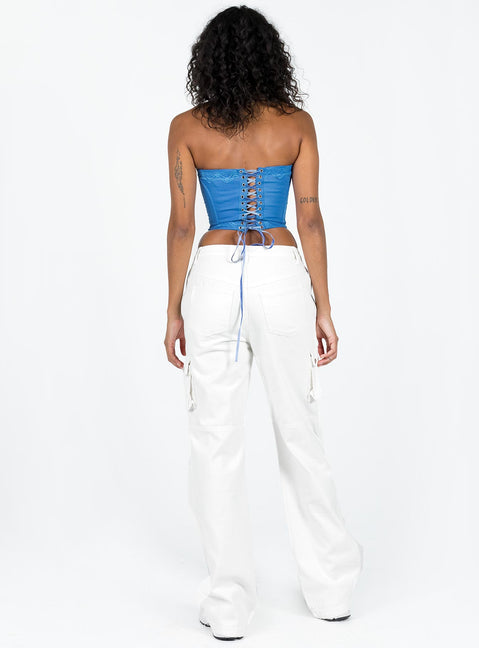 product Princess Polly High Waisted  Paige Mid Rise Cargo Jean White