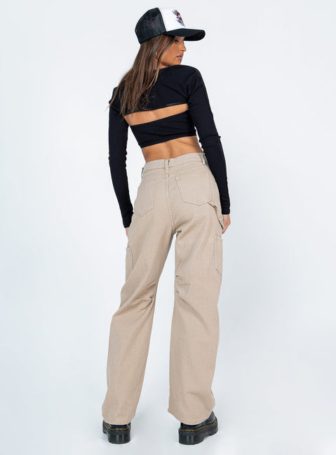 product Princess Polly High Waisted  Miami Vice Pants Beige