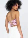 back view of model wearing Princess Polly Whateva Bustier Pink Multi 