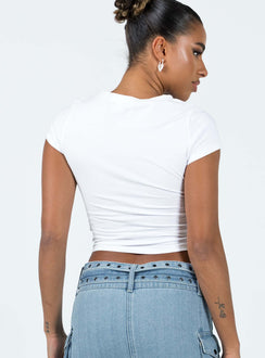 product Princess Polly Short Sleeves High Neck  Bisou Top White / Pink