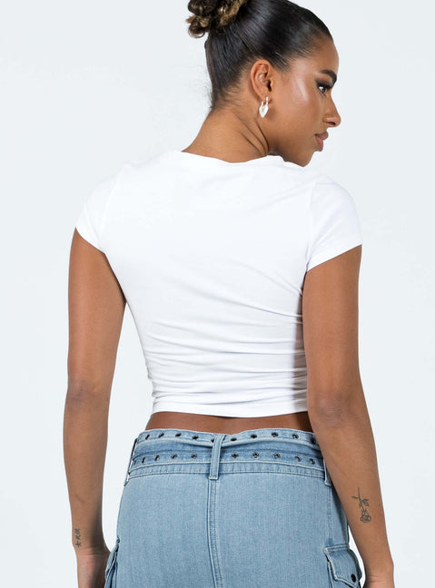 product Princess Polly Short Sleeves High Neck  Bisou Top White / Pink