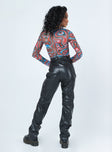 back view of model wearing Princess Polly Rianna PU Pants Black 