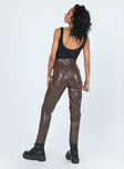 back view of model wearing Princess Polly Lyra Pants Brown 