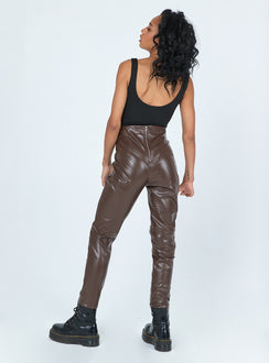 back view of model wearing Princess Polly Lyra Pants Brown 