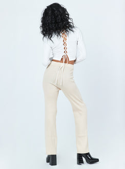 back view of model wearing Princess Polly Jayla Pants Beige 