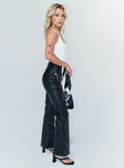 side view of model wearing Princess Polly Harvey PU Pants Black 