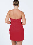 back view of model wearing Princess Polly Ivy Corset Mini Dress Red 