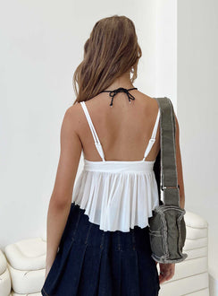 Front view of model wearing  front Princess Polly Sleeveless Square Neck  Corella Top White