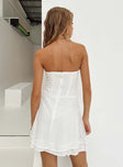 Front view of model wearing  front Princess Polly Square Neck  Peroli Corset Mini Dress White