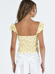 product Princess Polly Short Sleeves Asymmetric Neckline  Seacrest Top Yellow Floral