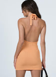 back view of model wearing Princess Polly Christina Mini Dress Orange 