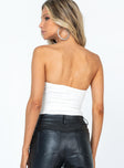 back view of model wearing Princess Polly Delany Strapless Bodysuit White Sleeveless straight 