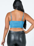 back view of model wearing Princess Polly Perez Top Blue 