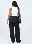 Front view of model wearing  front Princess Polly High Waisted Pants High Waisted Pants High Waisted Pants  Motel Yara Trouser Black