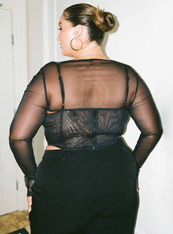 product Princess Polly Sleeveless Plunger  Archo Mesh Corset Black Curve