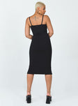 back view of model wearing Princess Polly Kena Midi Dress Black 