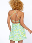 back view of model wearing Princess Polly Klaire Mini Dress Green 