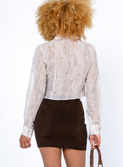 back view of model wearing Princess Polly Lela Mini Skirt Brown 