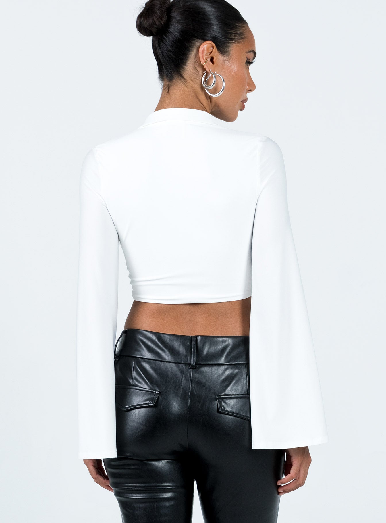 product Princess Polly Full Sleeves Plunger  Sherwin Long Sleeve Top White