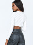 back view of model wearing Princess Polly Jeremiah Long Sleeve Top White 