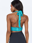 back view of model wearing Princess Polly Lacey Top Teal 