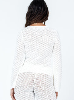 product Princess Polly Full Sleeves Scoop Neck  Wild & Free Crochet Top White