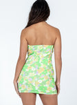 back view of model wearing Princess Polly Come Back Mini Dress Green Sweetheart Neckline 