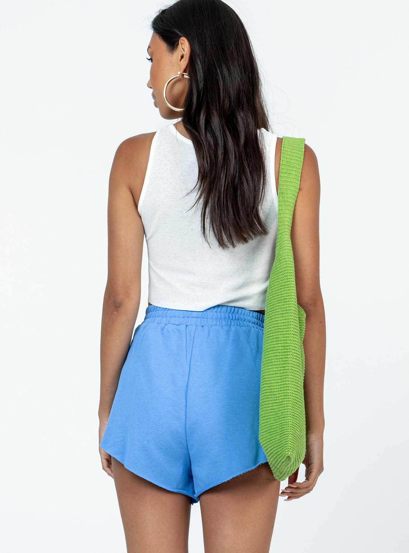 Shorts 95% cotton 5% spandex Fleece material Elasticated waistband Raw edge hem