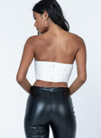 back view of model wearing Princess Polly Avery Bustier White Sleeveless Square Neck 