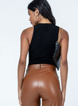 back view of model wearing Princess Polly Nisha Bodysuit Black Sleeveless V-Neck 