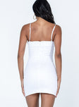 back view of model wearing Princess Polly Kaila Corset Mini Dress White Sweetheart Neckline 