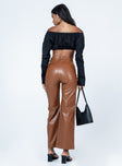 back view of model wearing Princess Polly Gemini PU Pants Brown 