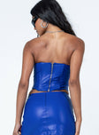 back view of model wearing Princess Polly Georgie Bustier Blue Sleeveless Sweetheart 