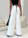 Princess Polly Mid Rise  Chavez Wide Leg Jeans White Denim