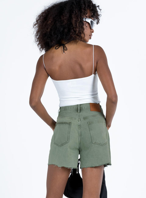 Xena Denim Shorts Green Princess Polly high-rise 