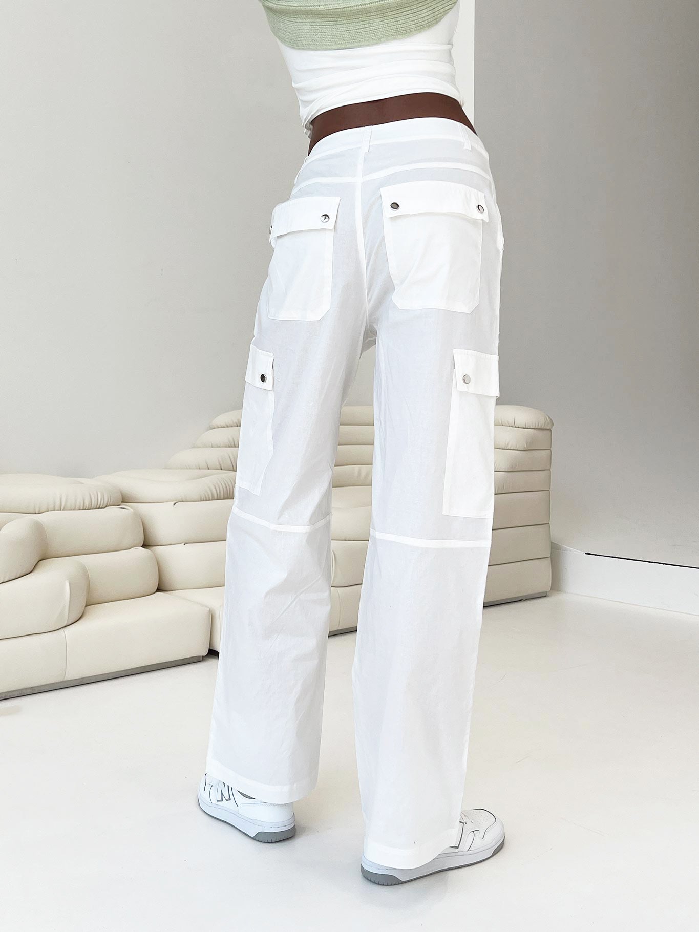 product Princess Polly High Waisted Pants High Waisted Pants High Waisted Pants  Toscan Cargo Pants White