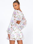 back view of model wearing Princess Polly Bennett Mini Dress Multi Floral 