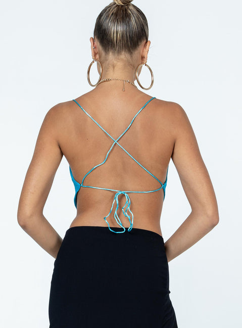 product Princess Polly Sleeveless Sweetheart  Julia Glitter Top Blue