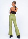 back view of model wearing Princess Polly Harvey PU Pants Green 