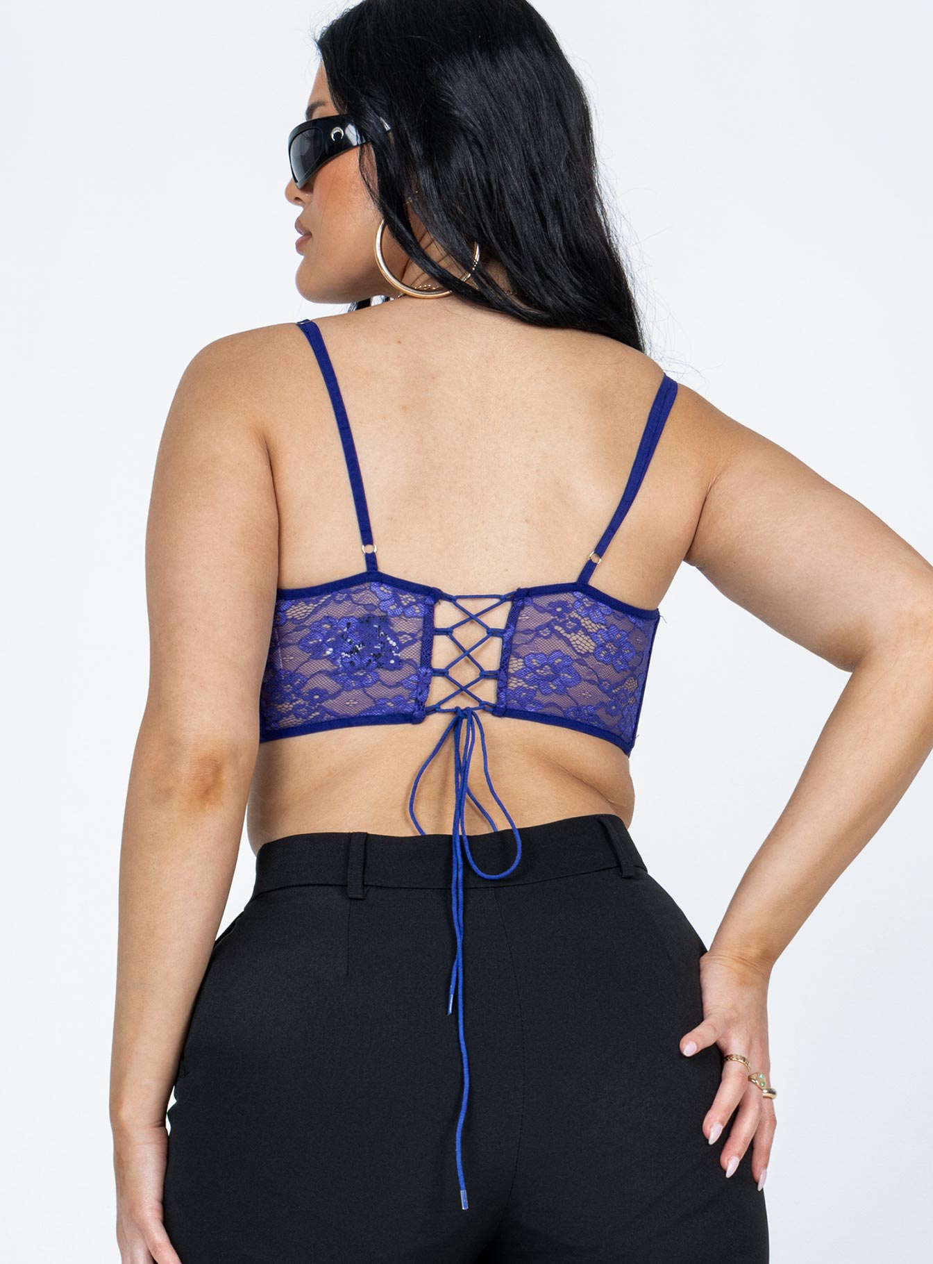 product Princess Polly Sleeveless Asymmetric Neckline  Shayna Corset Blue