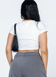 back view of model wearing Princess Polly Arlo Top White Short Sleeves Scoop Neck 