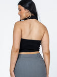 back view of model wearing Princess Polly Aydin Top Black Sleeveless V-Neck 