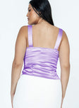 Purple top Silky material Button front fastening 