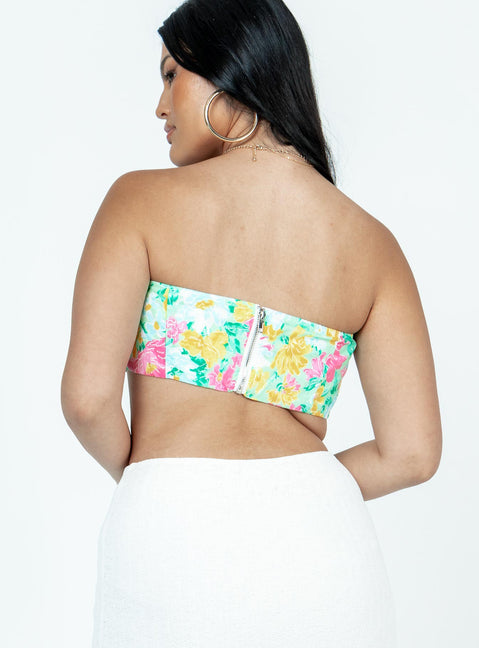 product Princess Polly Sleeveless Asymmetric Neckline  Stretford Strapless Top Multi