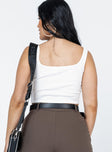 back view of model wearing Princess Polly Jace Top White Sleeveless Square Neck 