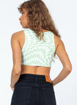 Crop top  Slim fitting  Princess Polly Exclusive 95% polyester 5% elastane  Mesh material  Checkered print  Pointed hem 